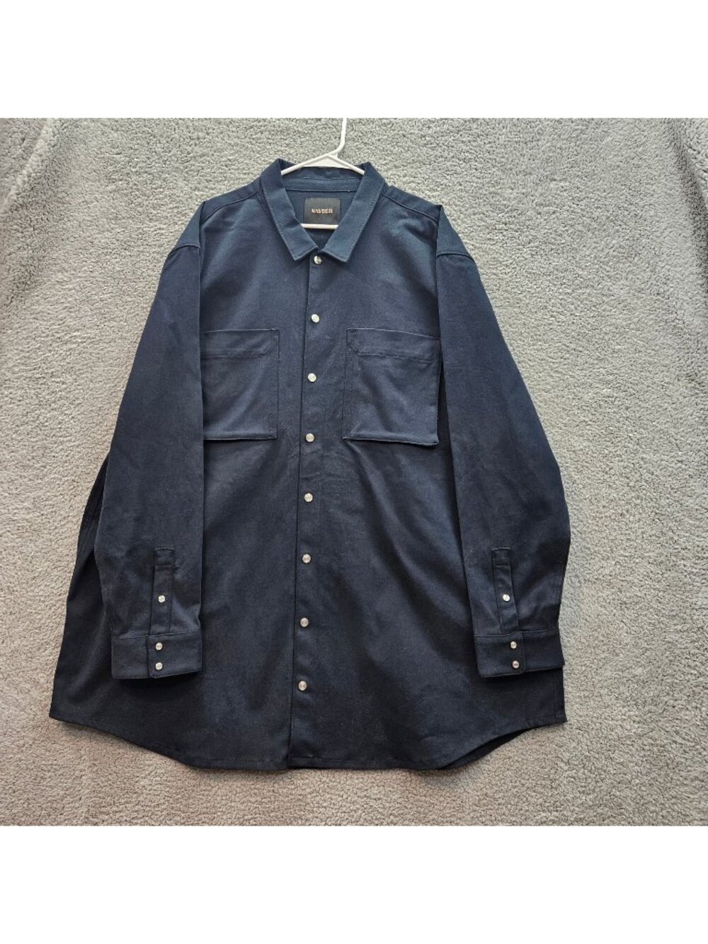 Vayder Navy Oversized mens 4XLT Twill Button Shirt  Double Chest Pockets Custom